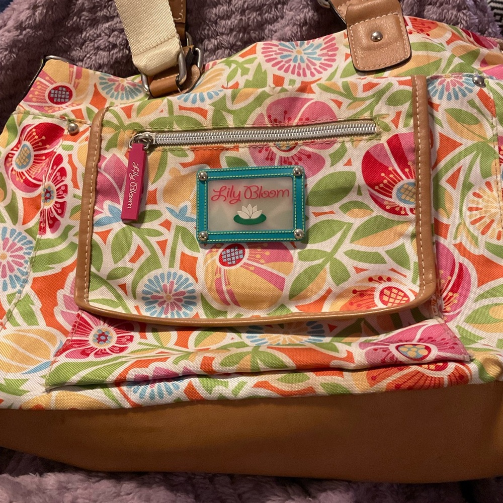 Lily Bloom Floral Shoulder Bag Colorful Canvas Purse Missing Crossbody Strap - Picture 6 of 7